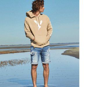 AE Size 28 AirFlex + Patched Denim Short 9” Destroyed, Distressed, Whisk…